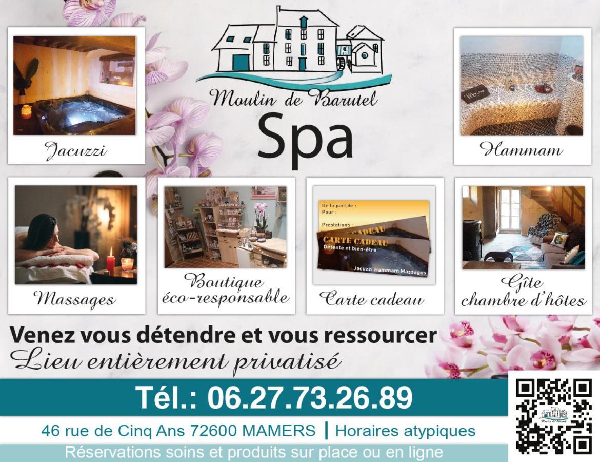 Gite Du Moulin De Barutel: Cozy Couple's Retreat with Spa Mamers Exterior photo